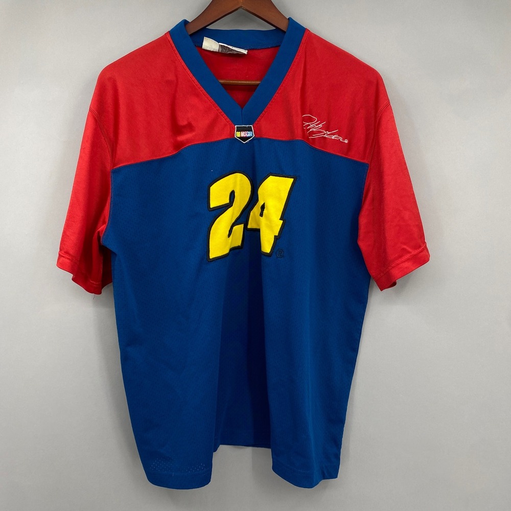 Winners Circle Jeff Gordon NASCAR Jersey Shirt Men Large 24 Racing Mesh Red Blue
